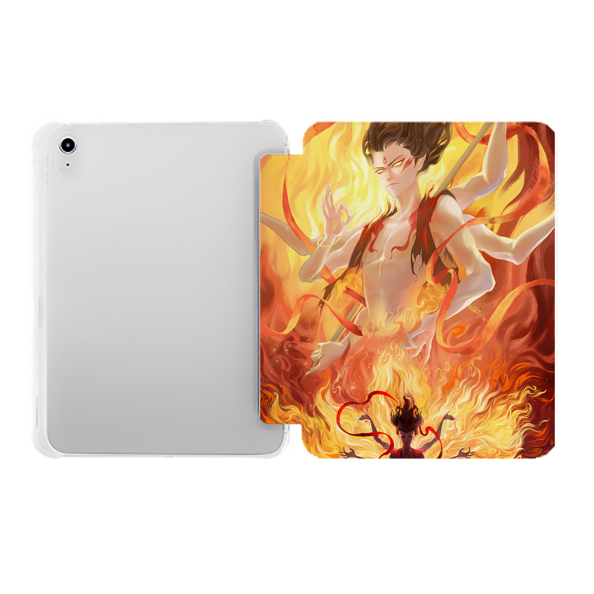 （画像用） Ne Zha 2 ナタ 魔童の大暴れ IPad ケース ペン収納付き 三つ折りスタンド PUレザー×シリコン 対応機種9.5/10.5/10.9インチ